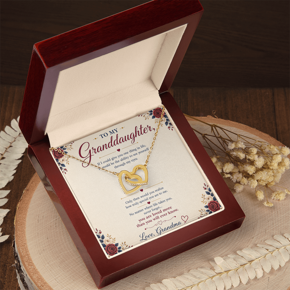 To My Granddaughter Necklace Gift from Grandma β Interlocking Hearts Necklace with Message Card β Granddaughter Gift Birthday Christmas Gift